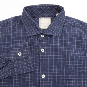 Billy Reid Mens Small Blue Grid Cotton Button Down Shirt Light Textured Flannel